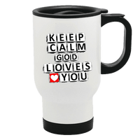 Load image into Gallery viewer, Designs by MyUtopia Shout Out:Keep Calm God Loves You Stainless Steel Travel Mug
