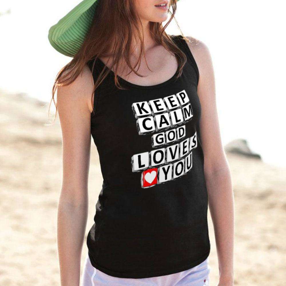 Designs by MyUtopia Shout Out:Keep Calm God Loves You Unisex Tank Top