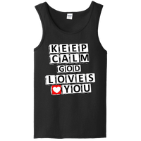Load image into Gallery viewer, Designs by MyUtopia Shout Out:Keep Calm God Loves You Unisex Tank Top,Black / S,Tank Tops
