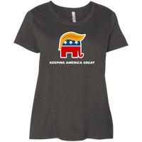 Load image into Gallery viewer, Designs by MyUtopia Shout Out:Keeping America Great Trump Elephant Ladies&#39; Plus Size Curvy T-Shirt,Vintage Smoke / Plus 1X,T-Shirts
