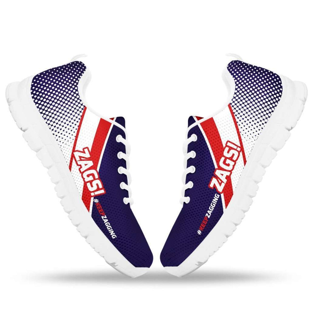 Designs by MyUtopia Shout Out:#KeepZagging Gonzaga Fan Running Shoes,Kid's 11 CHILD (EU28) / Purple/Red/White,Running Shoes