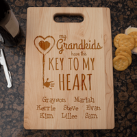 Load image into Gallery viewer, Designs by MyUtopia Shout Out:Key To Grandma&#39;s Heart Engraved Cutting Board Personalized Gift,🌟  Best Value 9 3/4″ X 13.5″,Cutting Board
