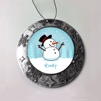 Load image into Gallery viewer, Designs by MyUtopia Shout Out:Kids Believe in the Magic of Christmas Snowman Personalized Christmas Keepsake Ornament,Christmas Round Ornament,Personalized Christmas Ornament
