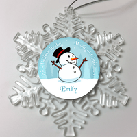 Load image into Gallery viewer, Designs by MyUtopia Shout Out:Kids Believe in the Magic of Christmas Snowman Personalized Christmas Keepsake Ornament,Christmas Snow Flake,Personalized Christmas Ornament
