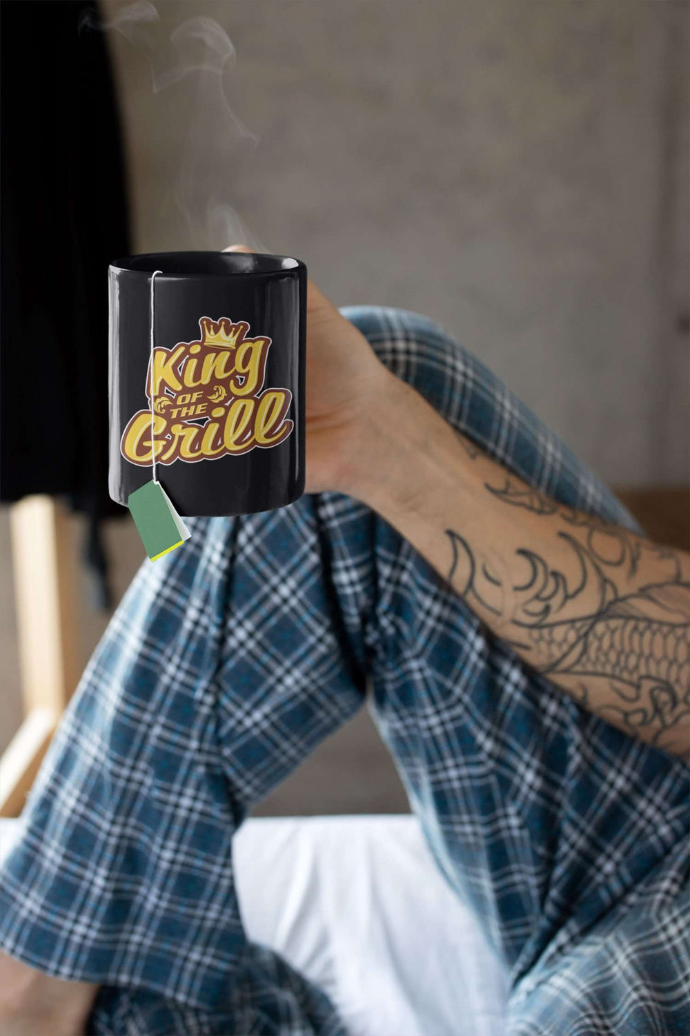 Designs by MyUtopia Shout Out:King of the Grill Ceramic Coffee Mug - Black