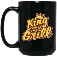Load image into Gallery viewer, Designs by MyUtopia Shout Out:King of the Grill Ceramic Coffee Mug - Black,15 oz / Black,Ceramic Coffee Mug
