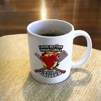 Load image into Gallery viewer, Designs by MyUtopia Shout Out:Kiss Better than I Grill Ceramic Mug - White
