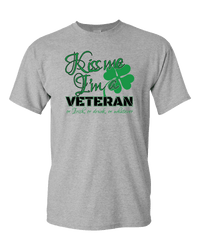Load image into Gallery viewer, Designs by MyUtopia Shout Out:Kiss Me I&#39;m A Veteran Adult Unisex T-Shirt,Athletic Heather / S,Adult Unisex T-Shirt
