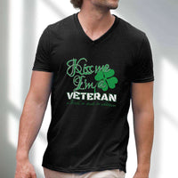 Load image into Gallery viewer, Designs by MyUtopia Shout Out:Kiss Me I&#39;m A Veteran Adult Unisex V Neck T-Shirt

