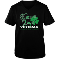 Load image into Gallery viewer, Designs by MyUtopia Shout Out:Kiss Me I&#39;m A Veteran Adult Unisex V Neck T-Shirt,Black / S,Adult Unisex Vneck Tee
