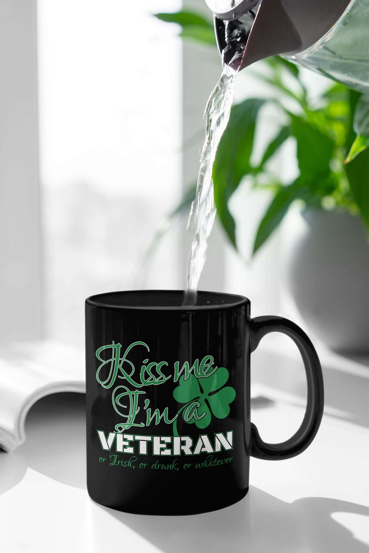 Designs by MyUtopia Shout Out:Kiss Me I'm A Veteran Ceramic Coffee Mug - Black