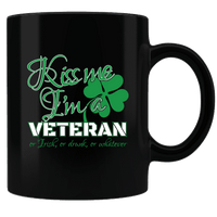 Load image into Gallery viewer, Designs by MyUtopia Shout Out:Kiss Me I&#39;m A Veteran Ceramic Coffee Mug - Black
