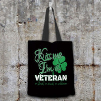 Load image into Gallery viewer, Designs by MyUtopia Shout Out:Kiss Me I&#39;m A Veteran Fabric Totebag Reusable Shopping Tote
