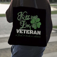 Load image into Gallery viewer, Designs by MyUtopia Shout Out:Kiss Me I&#39;m A Veteran Fabric Totebag Reusable Shopping Tote
