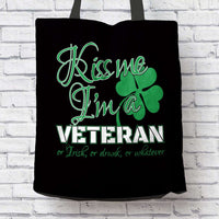 Load image into Gallery viewer, Designs by MyUtopia Shout Out:Kiss Me I&#39;m A Veteran Fabric Totebag Reusable Shopping Tote
