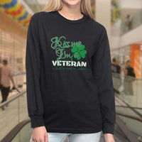 Load image into Gallery viewer, Designs by MyUtopia Shout Out:Kiss Me I&#39;m A Veteran Long Sleeve Ultra Cotton T-Shirt
