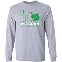 Load image into Gallery viewer, Designs by MyUtopia Shout Out:Kiss Me I&#39;m A Veteran Long Sleeve Ultra Cotton T-Shirt,Sport Grey / S,Long Sleeve T-Shirts
