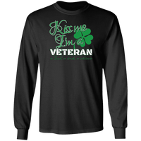 Load image into Gallery viewer, Designs by MyUtopia Shout Out:Kiss Me I&#39;m A Veteran Long Sleeve Ultra Cotton T-Shirt,Black / S,Long Sleeve T-Shirts

