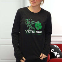 Load image into Gallery viewer, Designs by MyUtopia Shout Out:Kiss Me I&#39;m A Veteran Long Sleeve Ultra Cotton T-Shirt
