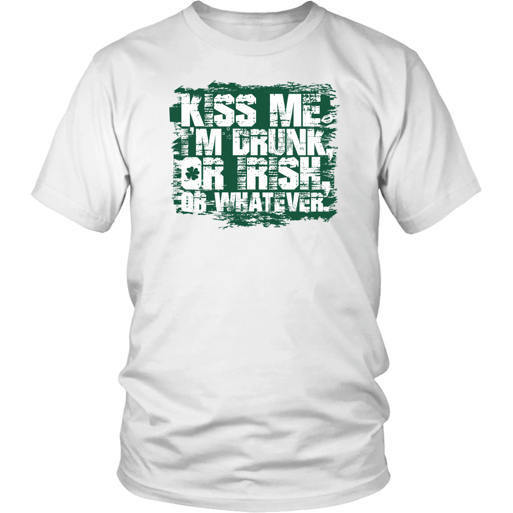 Designs by MyUtopia Shout Out:Kiss Me I'm Drunk, Irish or Whatever T-shirt,White / S,Adult Unisex T-Shirt