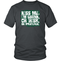 Load image into Gallery viewer, Designs by MyUtopia Shout Out:Kiss Me I&#39;m Drunk, Irish or Whatever T-shirt,Charcoal / S,Adult Unisex T-Shirt
