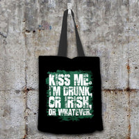 Load image into Gallery viewer, Designs by MyUtopia Shout Out:Kiss Me I&#39;m Drunk, Irish, Whatever Fabric Totebag Reusable Shopping Tote,Black,Reusable Fabric Shopping Tote Bag
