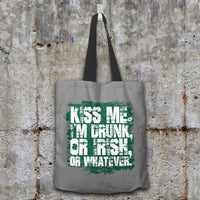 Load image into Gallery viewer, Designs by MyUtopia Shout Out:Kiss Me I&#39;m Drunk, Irish, Whatever Fabric Totebag Reusable Shopping Tote,Grey,Reusable Fabric Shopping Tote Bag
