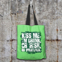 Load image into Gallery viewer, Designs by MyUtopia Shout Out:Kiss Me I&#39;m Drunk, Irish, Whatever Fabric Totebag Reusable Shopping Tote,Pastel Green,Reusable Fabric Shopping Tote Bag
