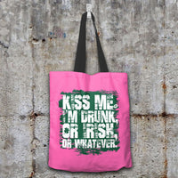 Load image into Gallery viewer, Designs by MyUtopia Shout Out:Kiss Me I&#39;m Drunk, Irish, Whatever Fabric Totebag Reusable Shopping Tote,Pink,Reusable Fabric Shopping Tote Bag
