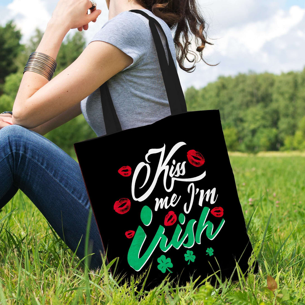 Designs by MyUtopia Shout Out:Kiss Me I'm Irish Fabric Totebag Reusable Shopping Tote