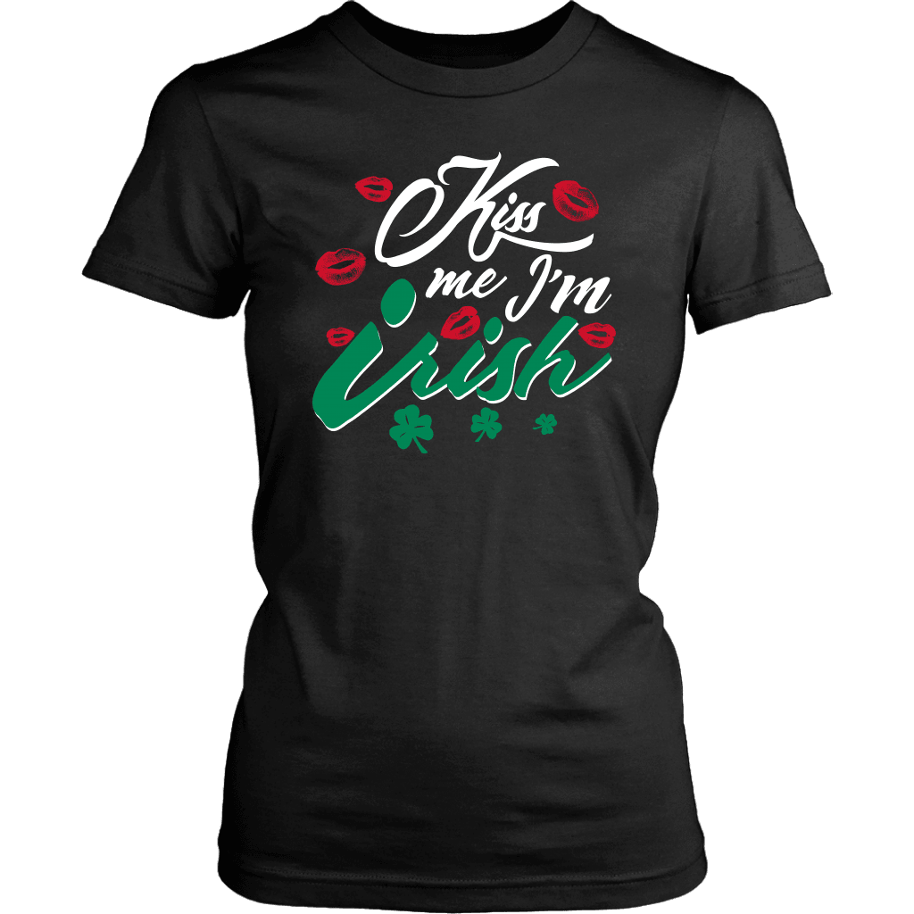 Designs by MyUtopia Shout Out:Kiss Me I'm Irish T-shirt,Black / XS,Adult Unisex T-Shirt
