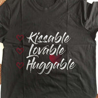 Load image into Gallery viewer, Designs by MyUtopia Shout Out:Kissable Huggable Lovable Valentines Day Humor Adult Unisex T-Shirt

