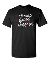 Load image into Gallery viewer, Designs by MyUtopia Shout Out:Kissable Huggable Lovable Valentines Day Humor Adult Unisex T-Shirt,S / Black,Adult Unisex T-Shirt
