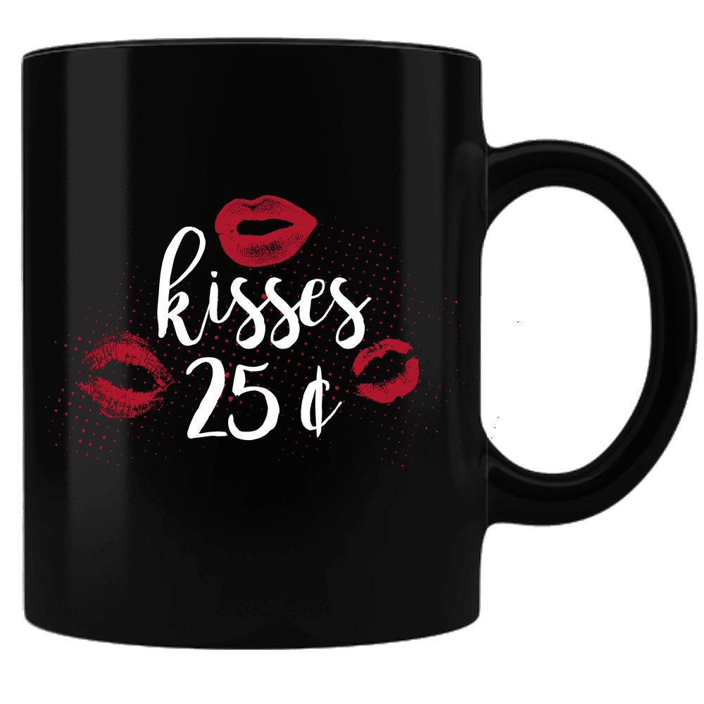 Designs by MyUtopia Shout Out:Kisses for 25 Cents Valentines Day Gift Humor Ceramic Black Coffee Mug,Default Title,Ceramic Coffee Mug