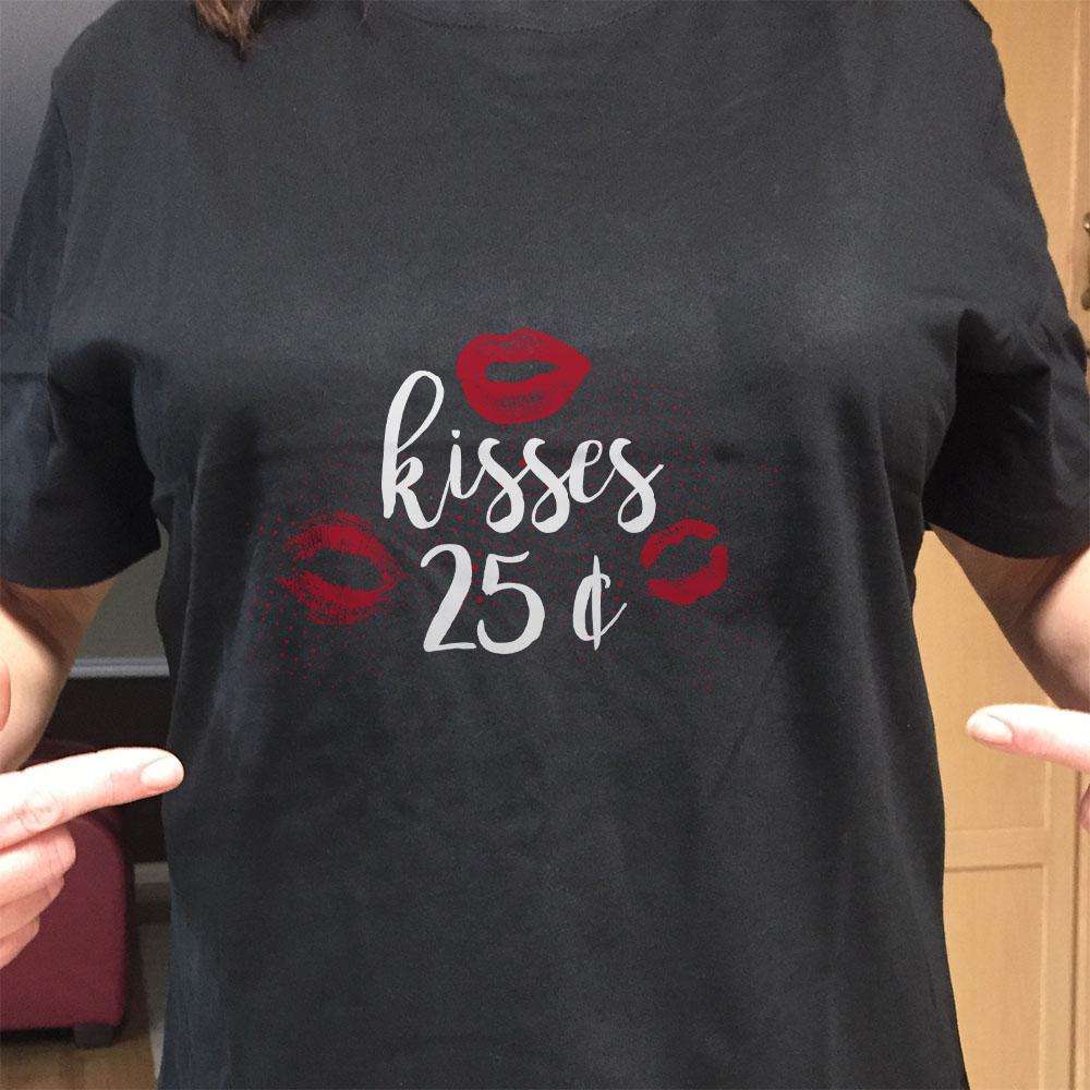 Designs by MyUtopia Shout Out:Kisses for 25 Cents Valentines Day Humor Adult Unisex T-Shirt