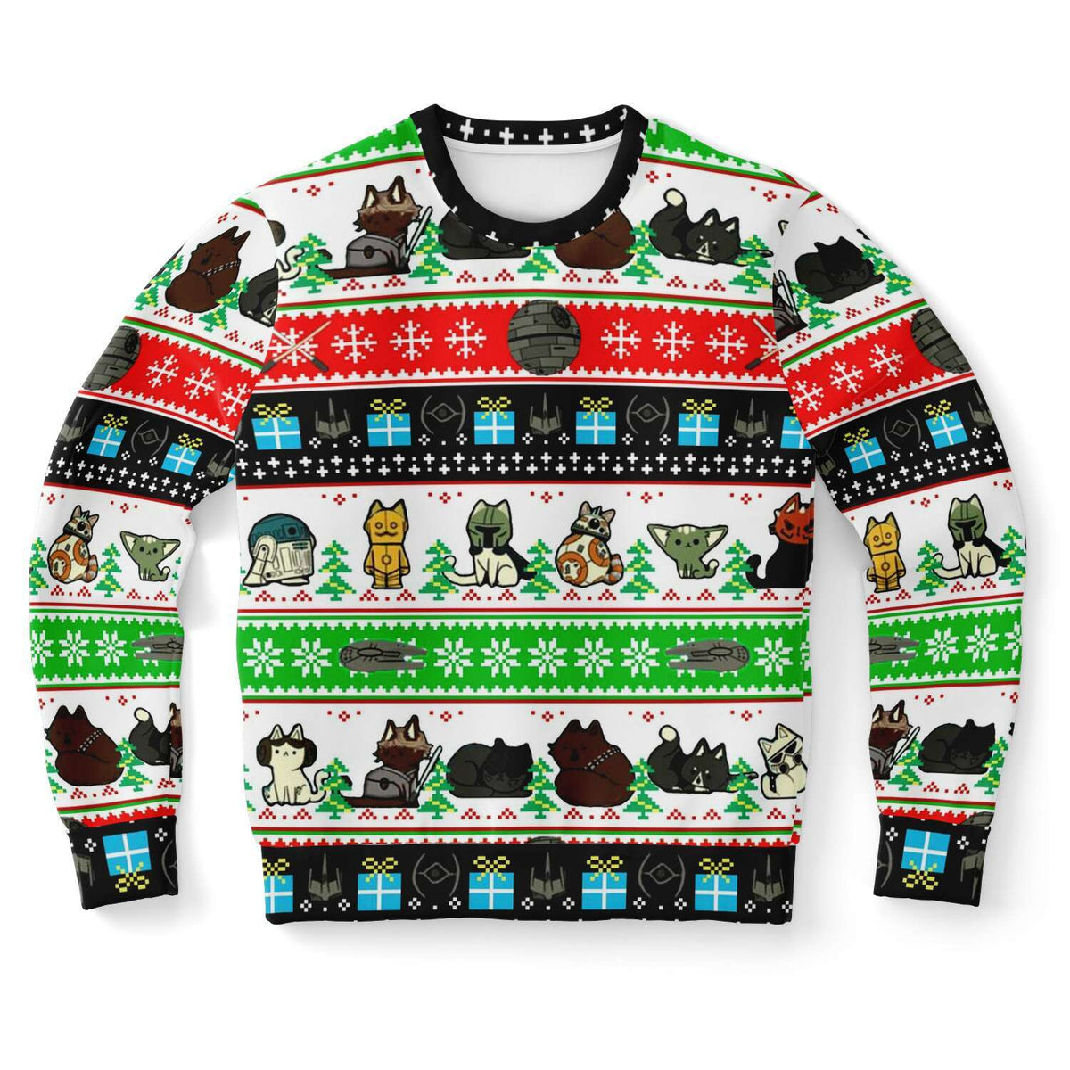 Designs by MyUtopia Shout Out:Kitten Wars Ugly Christmas Style Fashion Premium Sweatshirt,XS,Fashion Sweatshirt - AOP