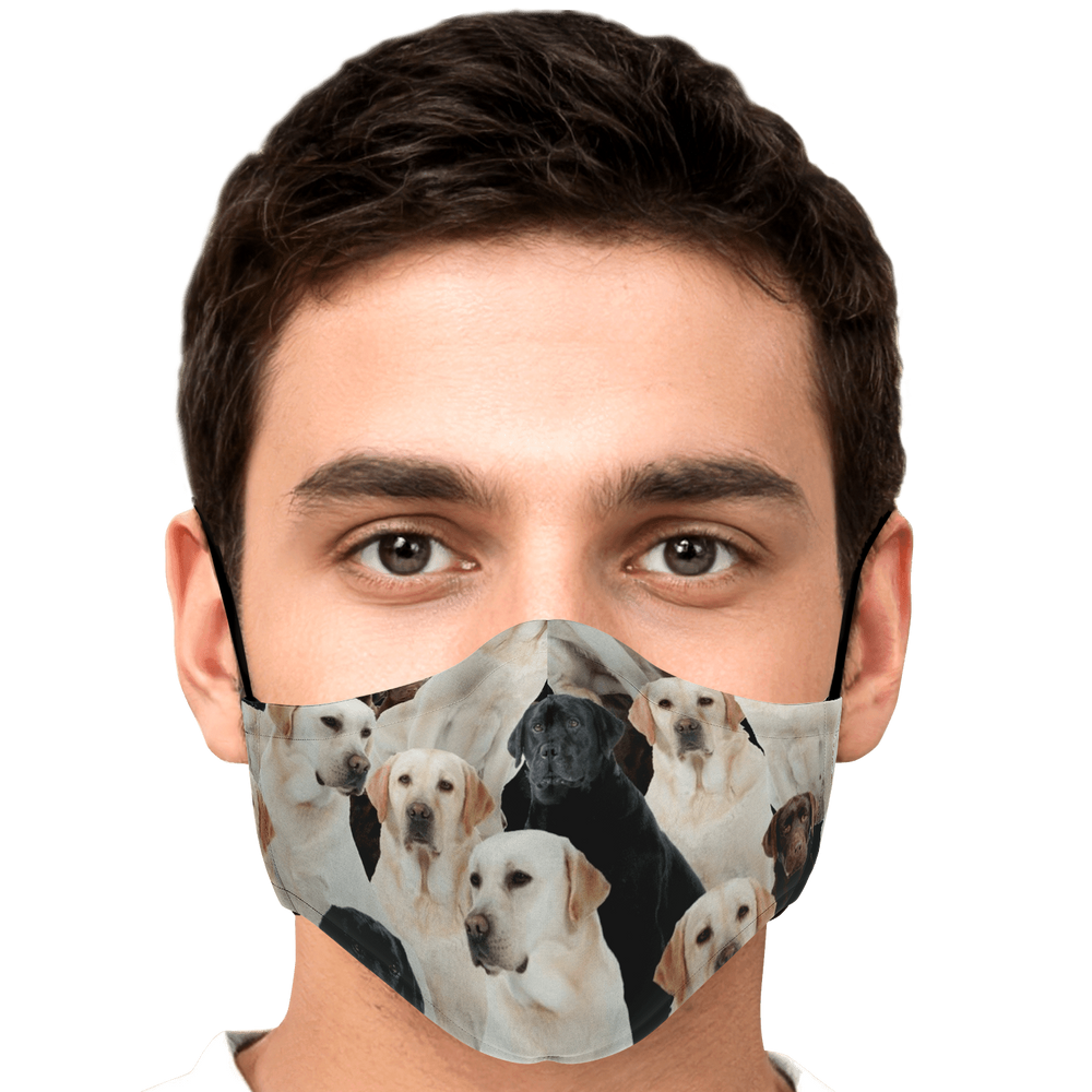 Designs by MyUtopia Shout Out:Labrador Retriever Fitted Fabric Face Mask w. Adjustable Ear Loops,Adult / Single / No filters,Fabric Face Mask