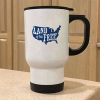 Load image into Gallery viewer, Designs by MyUtopia Shout Out:Land of the Free in US Map Stainless Steel Travel Coffee Mug w. Twist Close Lid,White / 14 oz,Travel Mug

