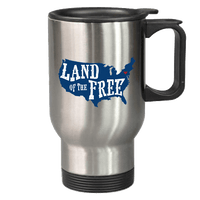 Load image into Gallery viewer, Designs by MyUtopia Shout Out:Land of the Free in US Map Stainless Steel Travel Coffee Mug w. Twist Close Lid,Stainless / 14 oz,Travel Mug
