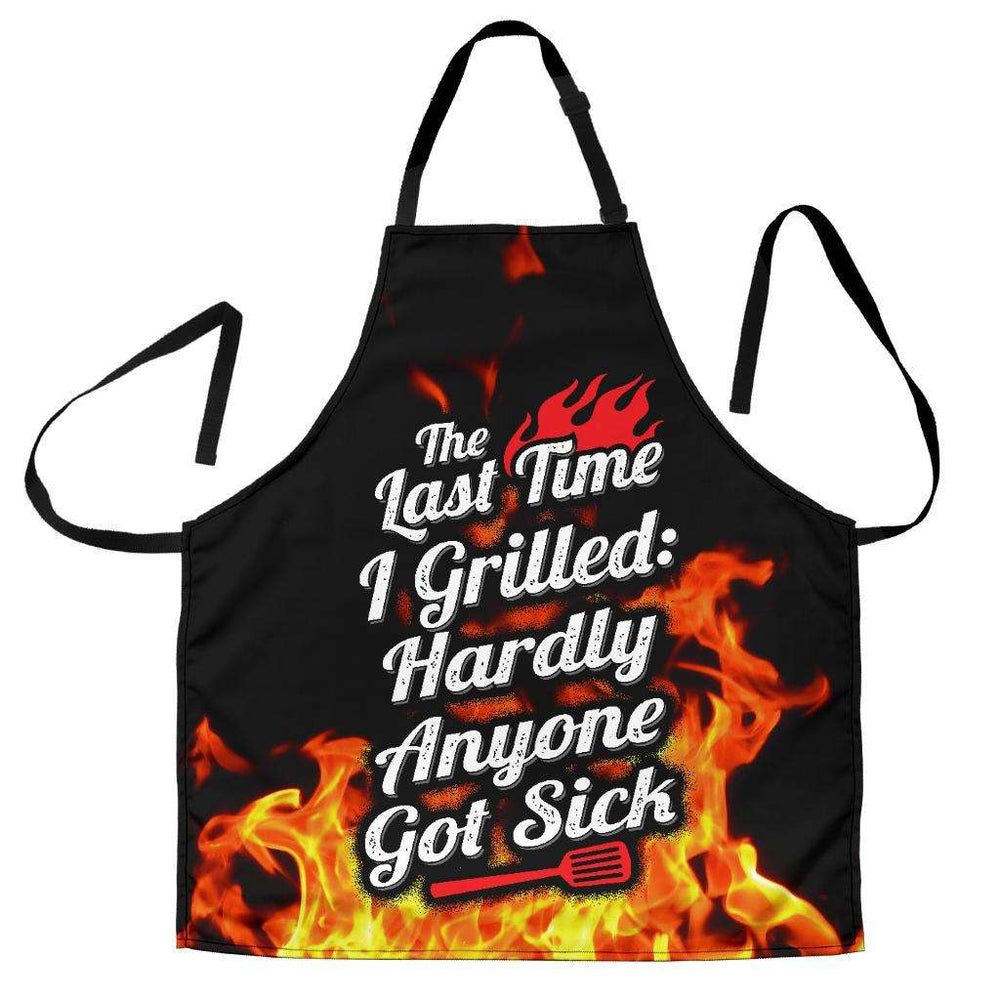 Designs by MyUtopia Shout Out:Last Time I Grilled Hardly Anyone Got Sick, Funny BBQ Grilling Apron,Women's Apron - Women's / Universal Fit,Apron