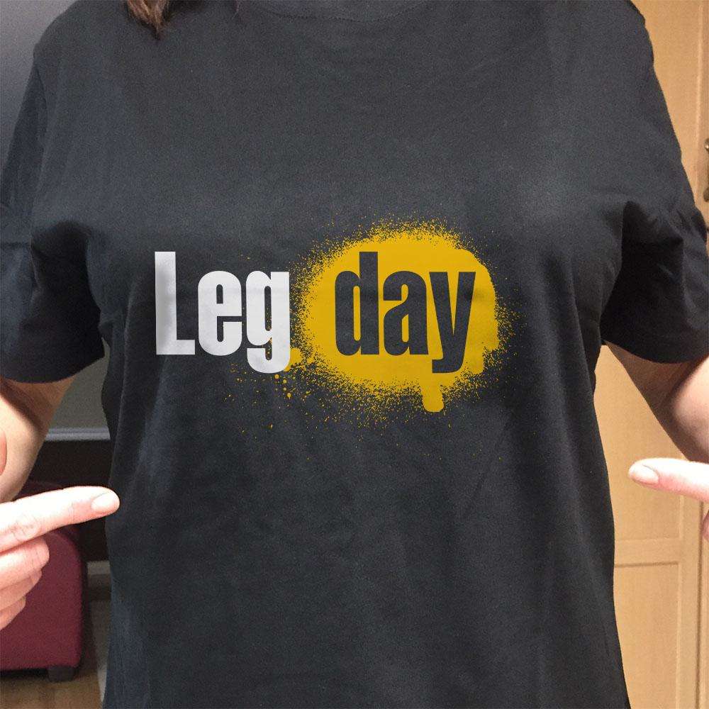 Designs by MyUtopia Shout Out:Leg Day Adult Unisex Black T-Shirt