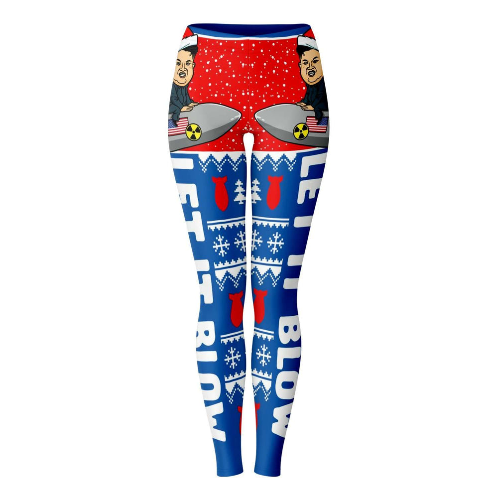 Designs by MyUtopia Shout Out:Let It Blow Christmas Themed Political Humor Ladies Fashion Leggings,XS,Leggings - AOP