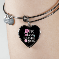 Load image into Gallery viewer, Designs by MyUtopia Shout Out:Let Love Inspire You Heart Bangel,Adjustable Bangle / No / Black/White,Necklace
