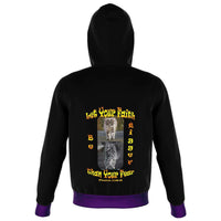 Load image into Gallery viewer, Designs by MyUtopia Shout Out:Let Your Faith Be Bigger Than Your Fear Fashion Zip Hooded Jacket Purple Trim
