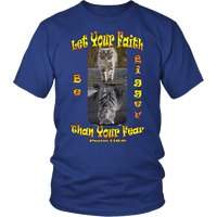 Load image into Gallery viewer, Designs by MyUtopia Shout Out:Let Your Faith be Bigger Than Your Fear Tiger Kitten,District Unisex Shirt / Royal Blue / S,Adult Unisex T-Shirt
