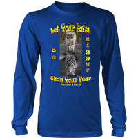 Load image into Gallery viewer, Designs by MyUtopia Shout Out:Let Your Faith be Bigger Than Your Fear Tiger Kitten,District Long Sleeve Shirt / Royal Blue / S,Adult Unisex T-Shirt
