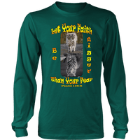 Load image into Gallery viewer, Designs by MyUtopia Shout Out:Let Your Faith be Bigger Than Your Fear Tiger Kitten,District Long Sleeve Shirt / Dark Green / S,Adult Unisex T-Shirt
