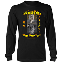 Load image into Gallery viewer, Designs by MyUtopia Shout Out:Let Your Faith be Bigger Than Your Fear Tiger Kitten,District Long Sleeve Shirt / Black / S,Adult Unisex T-Shirt
