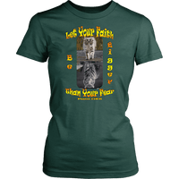 Load image into Gallery viewer, Designs by MyUtopia Shout Out:Let Your Faith be Bigger Than Your Fear Tiger Kitten,District Womens Shirt / Forest Green / XS,Adult Unisex T-Shirt
