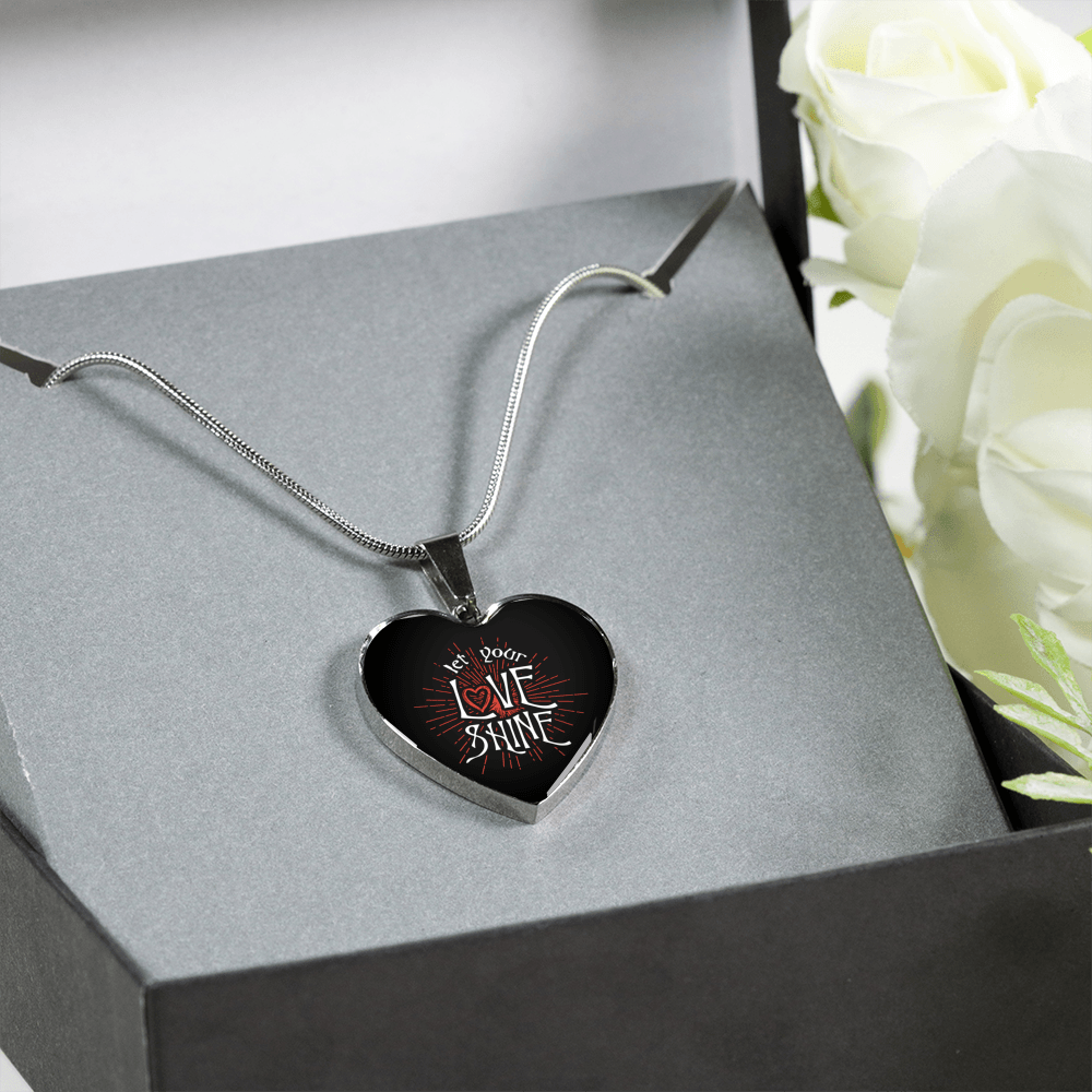 Designs by MyUtopia Shout Out:Let Your Love Shine Heart Bangel,Luxury Adjustable Necklace / No / Black/Silver,Necklace